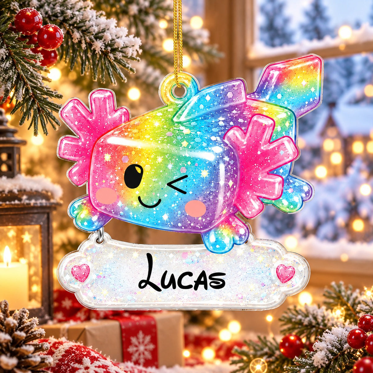 Personalized Cute Axolotl Christmas Ornament, Christmas Gift
