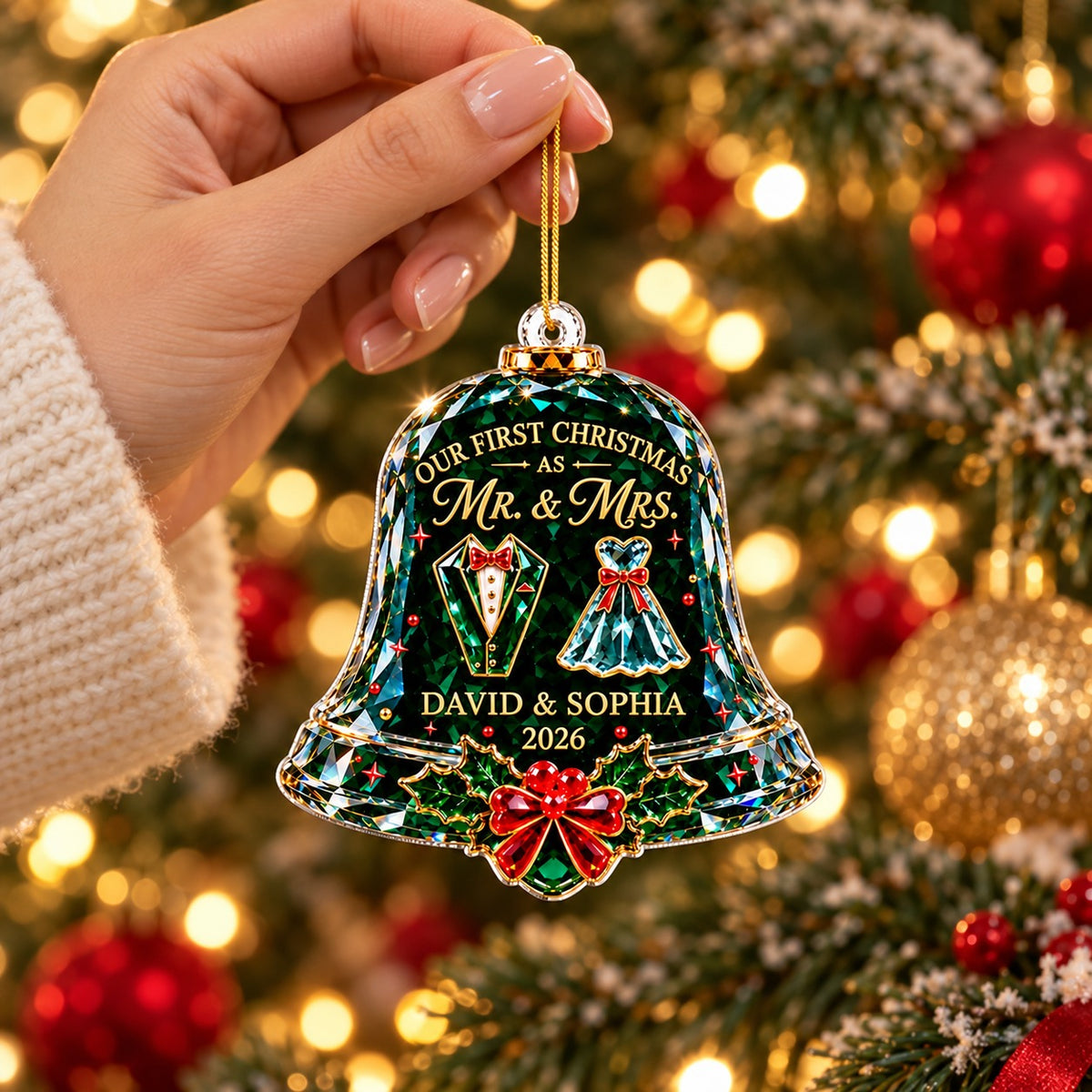 Personalized First Christmas Married Bell Ornament, Christmas Gift