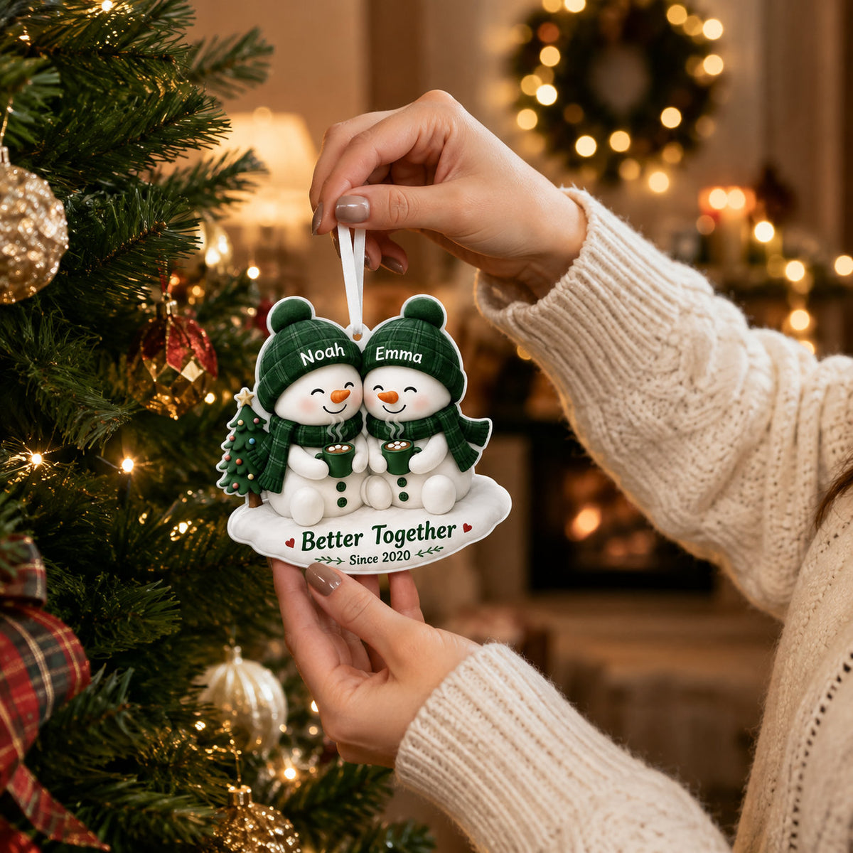 Personalized Snowman Couple Christmas Ornament