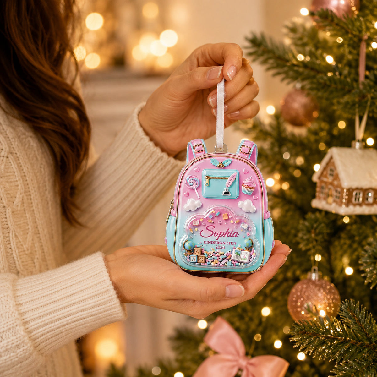 Personalized Kindergarten Backpack Christmas Ornament