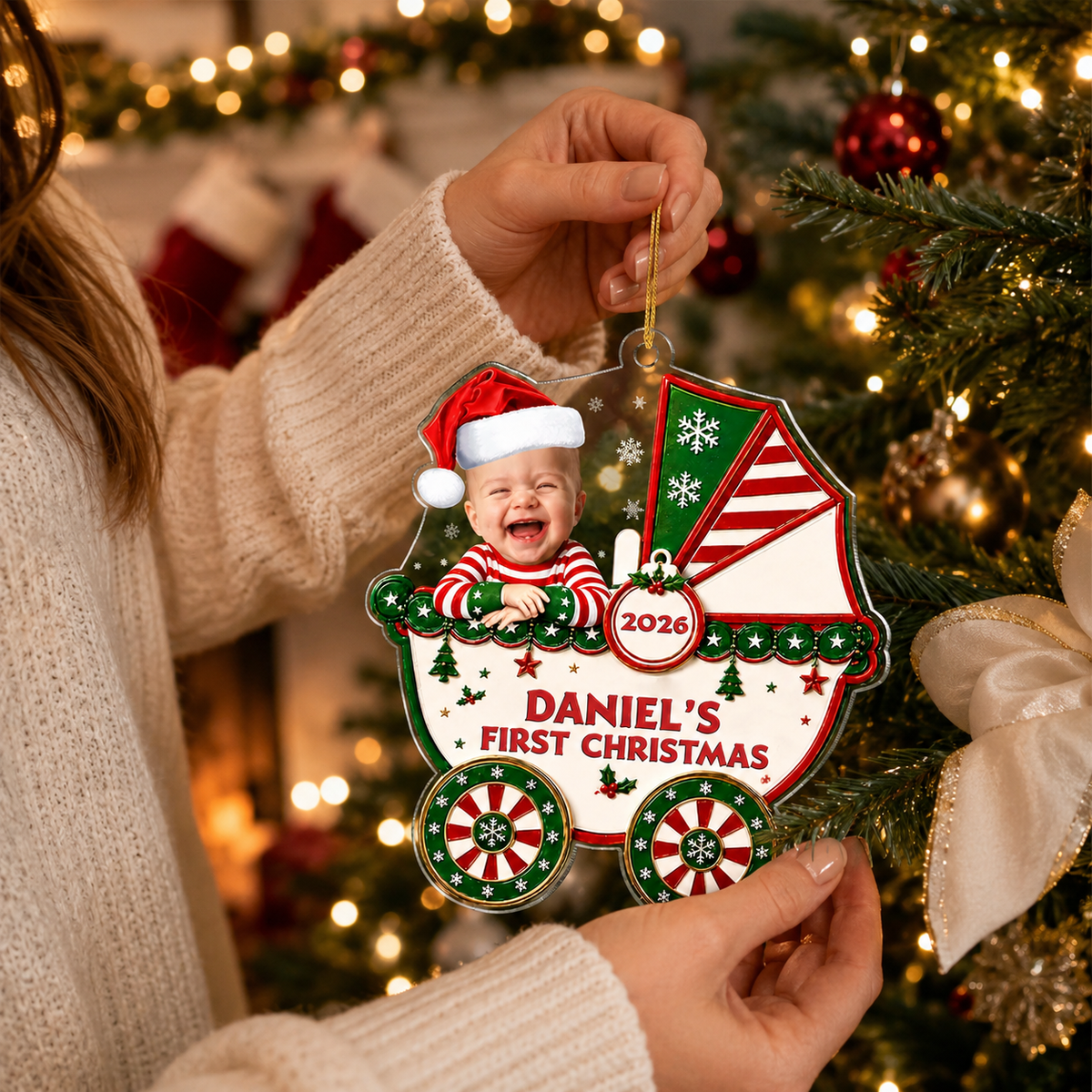 Personalized Baby First Christmas Stroller Ornament product image 5 of 5