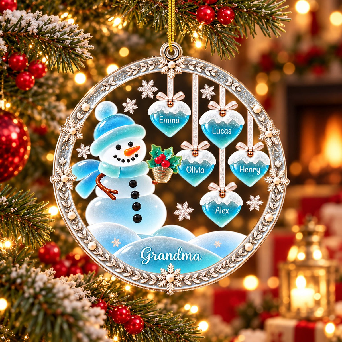 Personalized Grandma Snowman Christmas Ornament, Christmas Gift