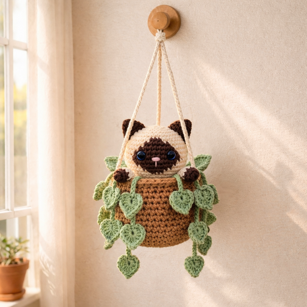 Crochet Siamese Cat Hanging – Cute Gift for Cat Lovers