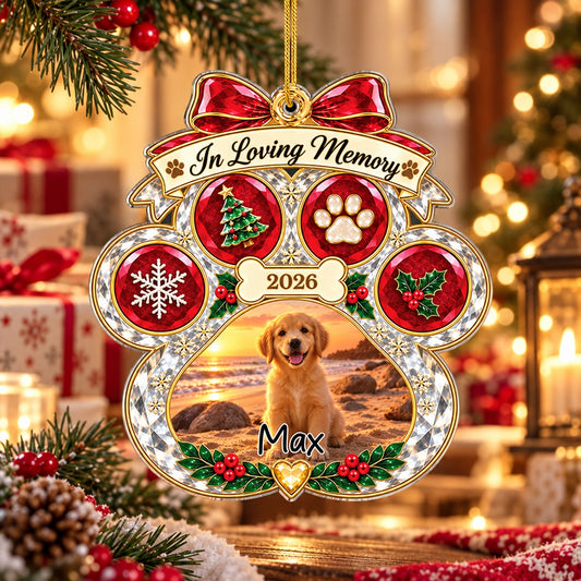 Personalized Pet Memorial Photo Christmas Ornament, Dog Ornament Gift