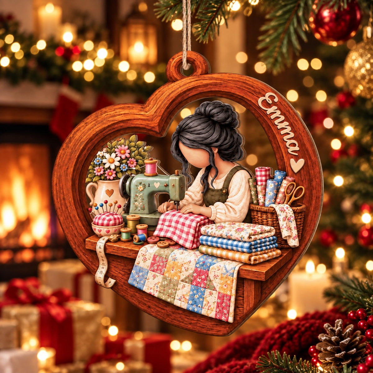 Personalized Sewing Machine Christmas Ornament for Seamstress