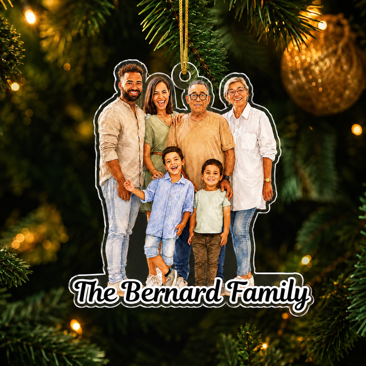 Personalized Family Photo Christmas Ornament design example