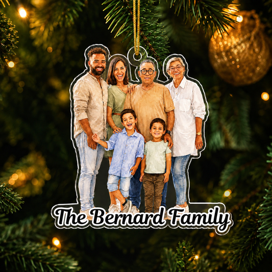 Personalized Family Photo Christmas Ornament design example