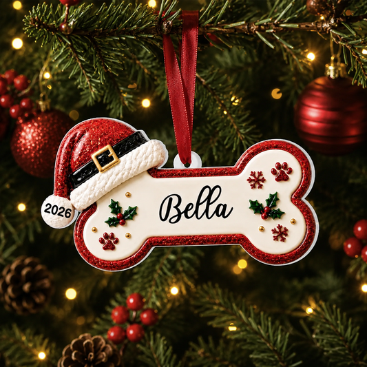 Personalized Dog Bone Christmas Ornament design example