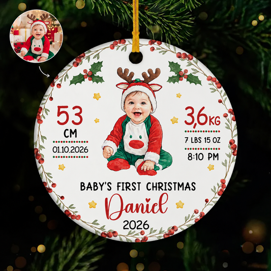 Personalized Baby First Christmas Ceramic Ornament, Glass Ornament design example