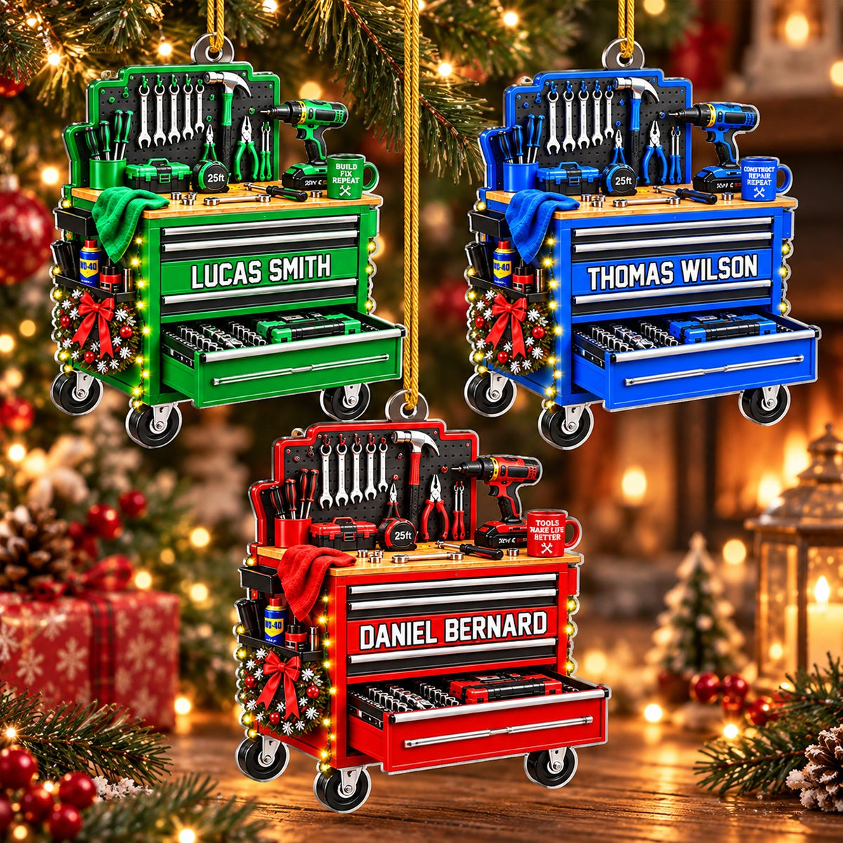 Personalized Mechanic Tool Chest Christmas Ornament, Christmas Gift