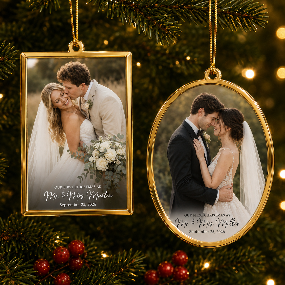 Personalized Wedding Photo Christmas Ornament