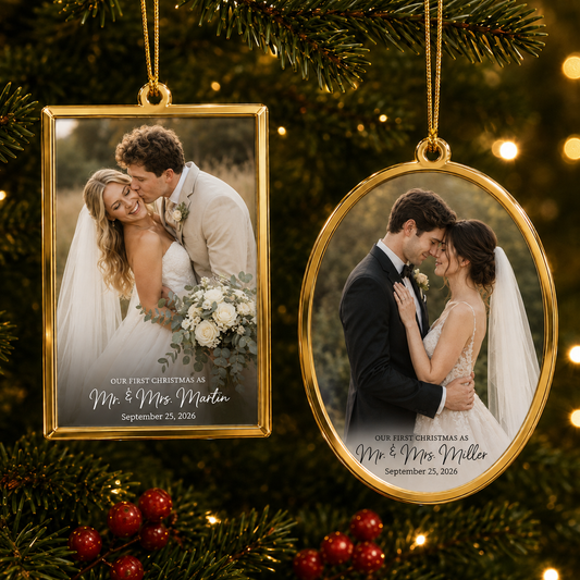 Personalized Wedding Photo Christmas Ornament