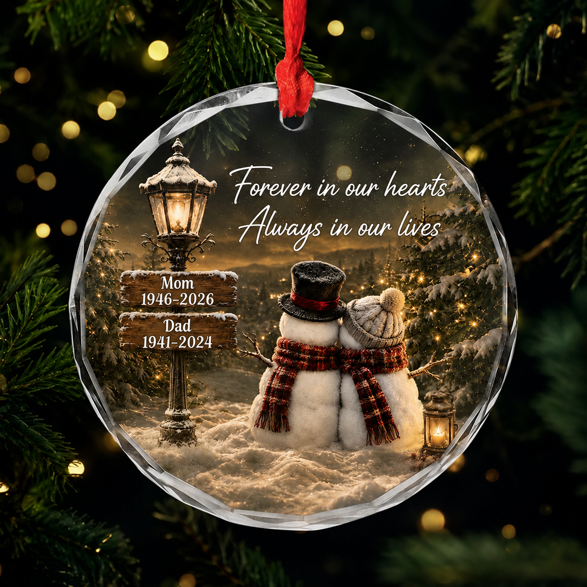 Personalized Memorial Snowman Christmas Ornament design example