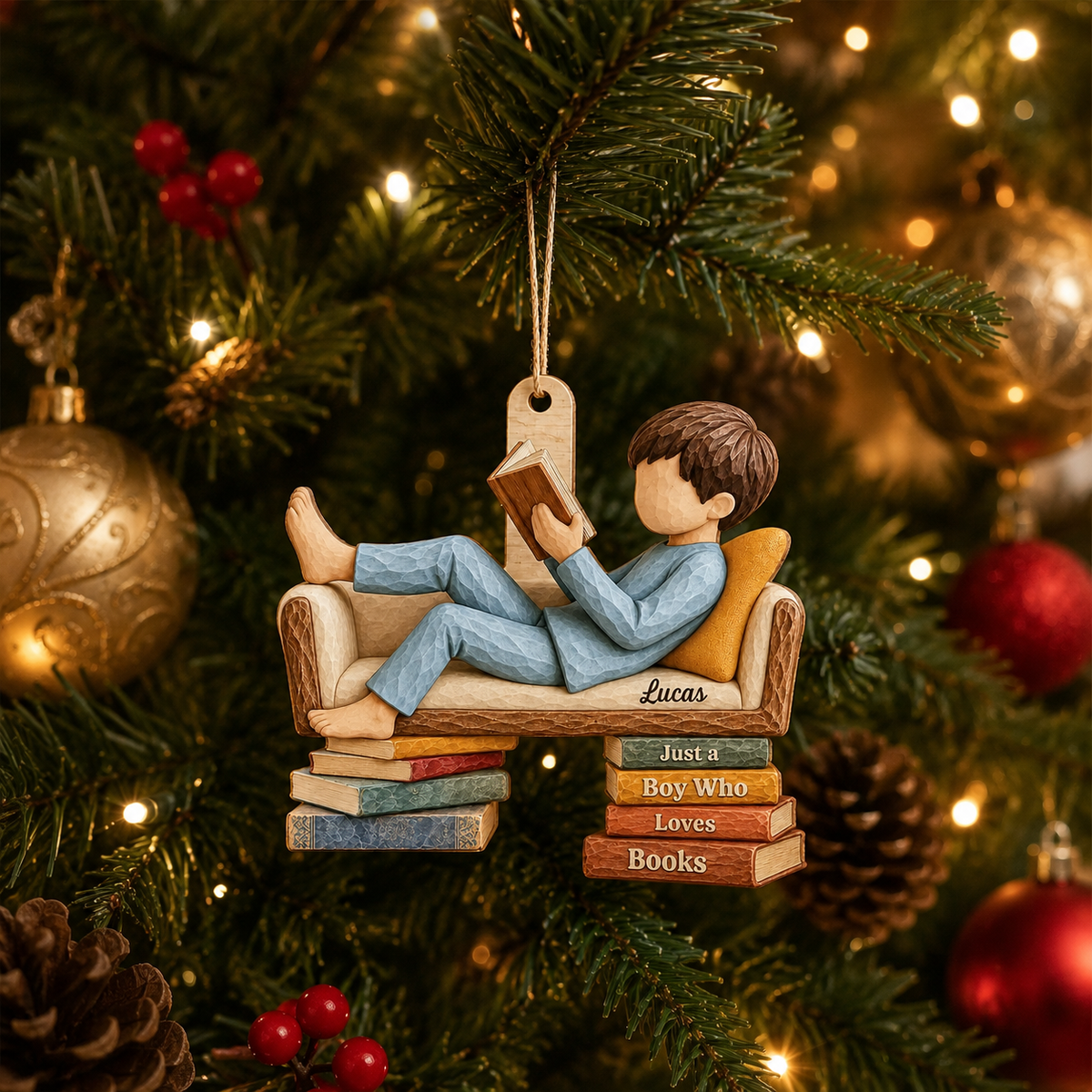 Personalized Book Lover 2 Layer Christmas Ornament product image 2 of 5