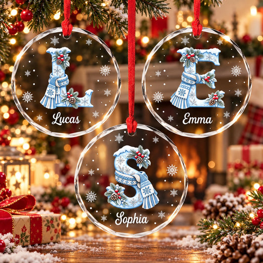 Personalized Glass Initial Christmas Ornament, Christmas Gift