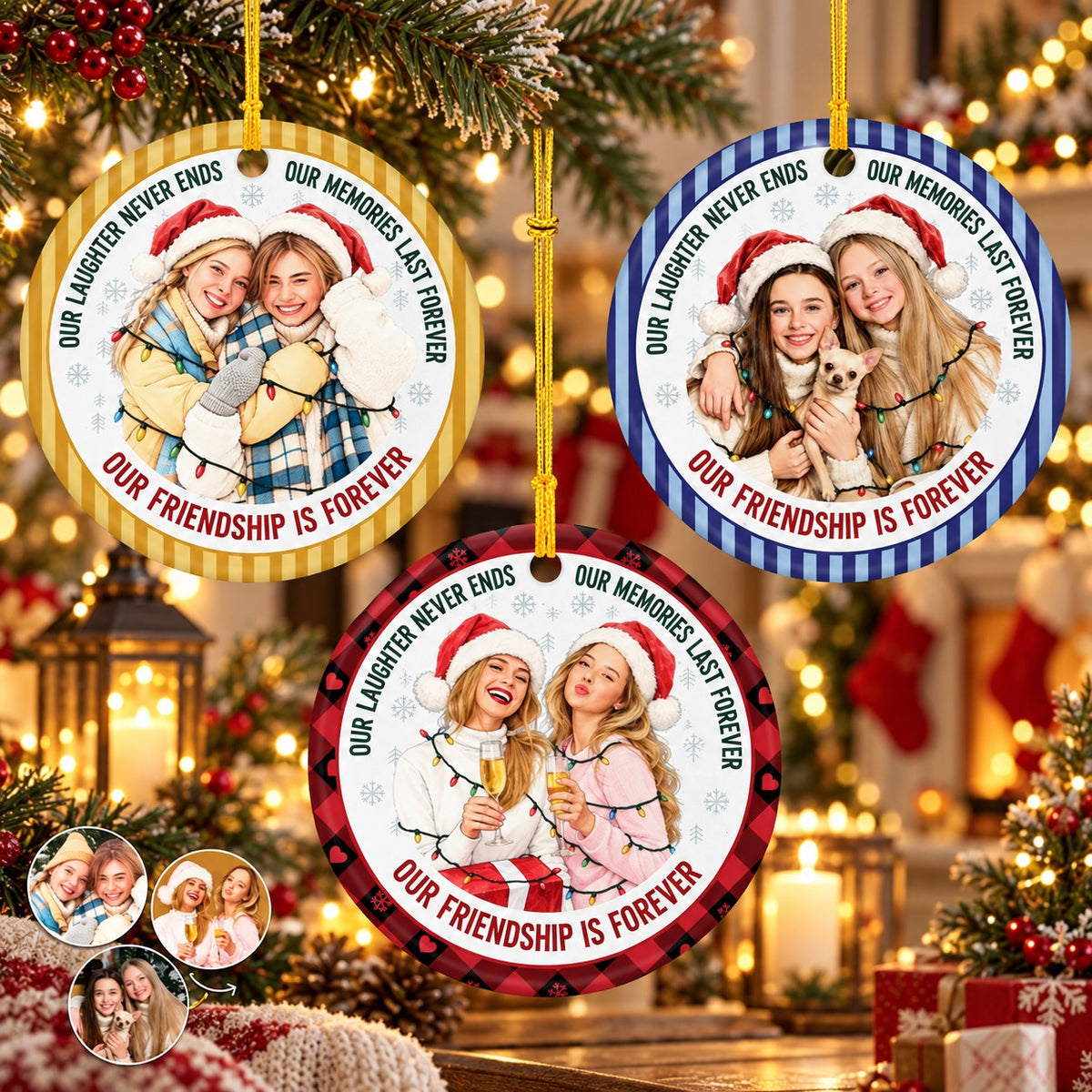 Personalized Best Friends Photo Christmas Ornament Gift