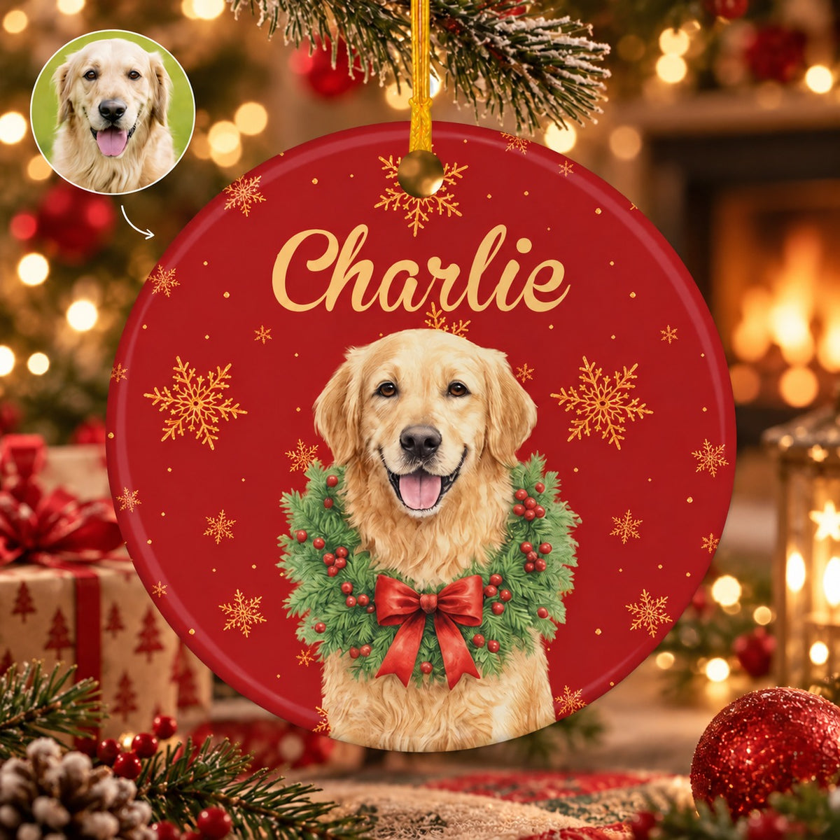 Personalized Cat Photo Christmas Ornament, Christmas Gift
