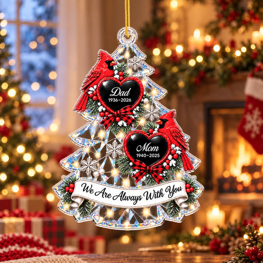 Personalized Cardinal Memorial Christmas Tree Ornament for Parents