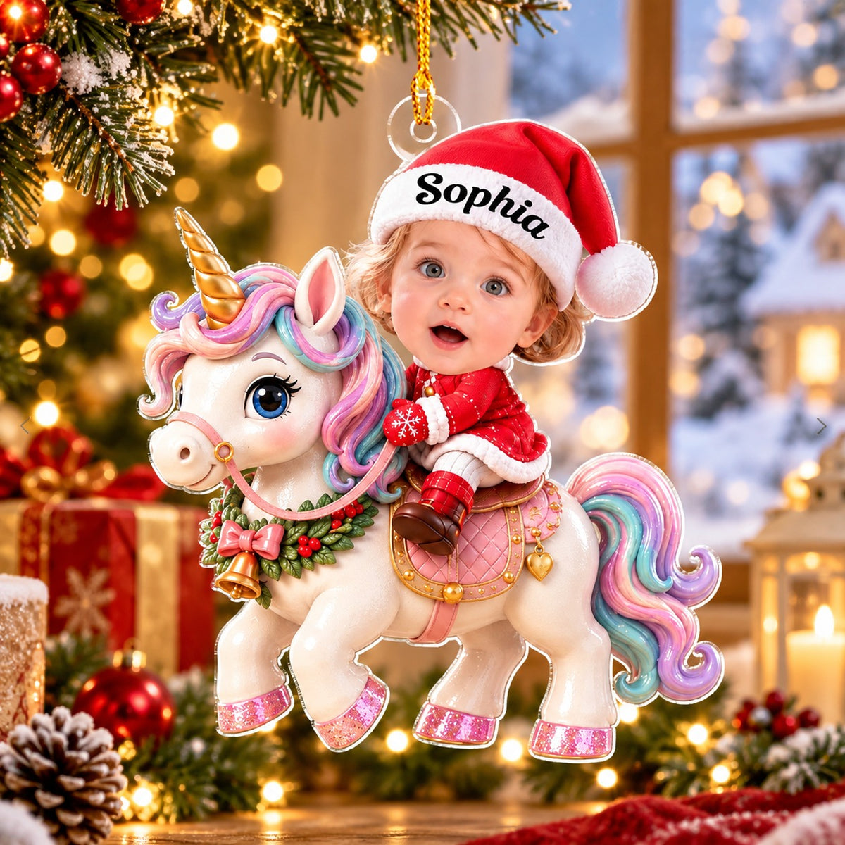 Personalized Baby Unicorn Christmas Ornament, Christmas Gift