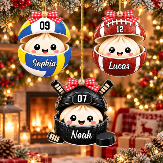 Personalized Sports Dumpling Christmas Ornament with Custom Name