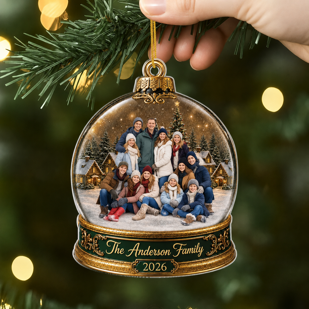Personalized Family Snow Globe Christmas Ornament