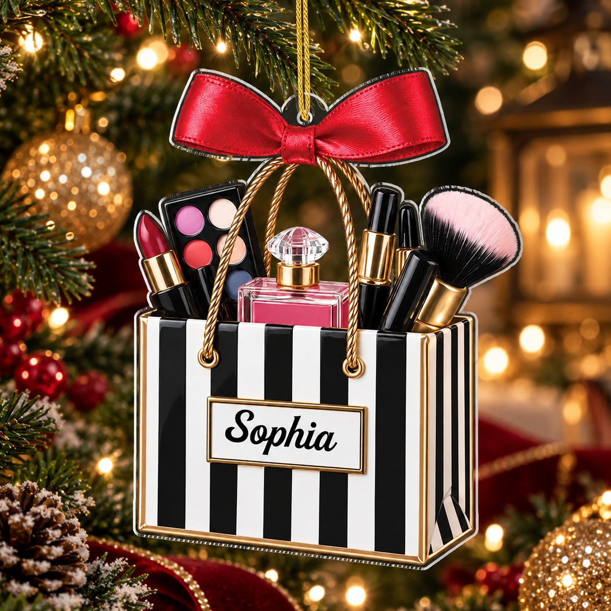 Personalized Makeup Bag Christmas Ornament, Christmas Gift