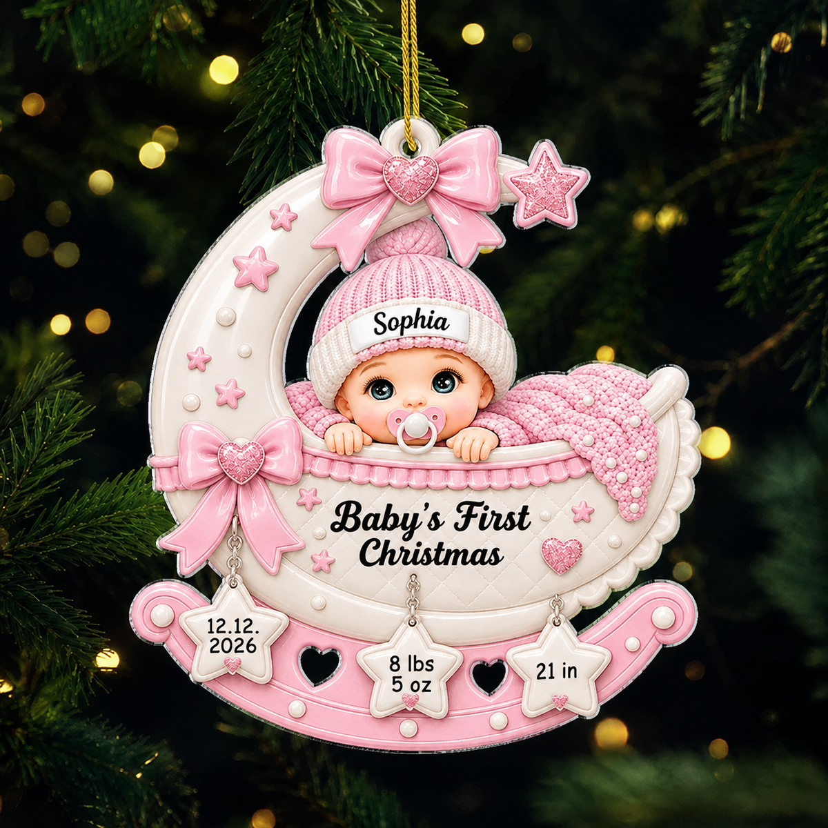 Personalized Baby First Christmas Ornament design example
