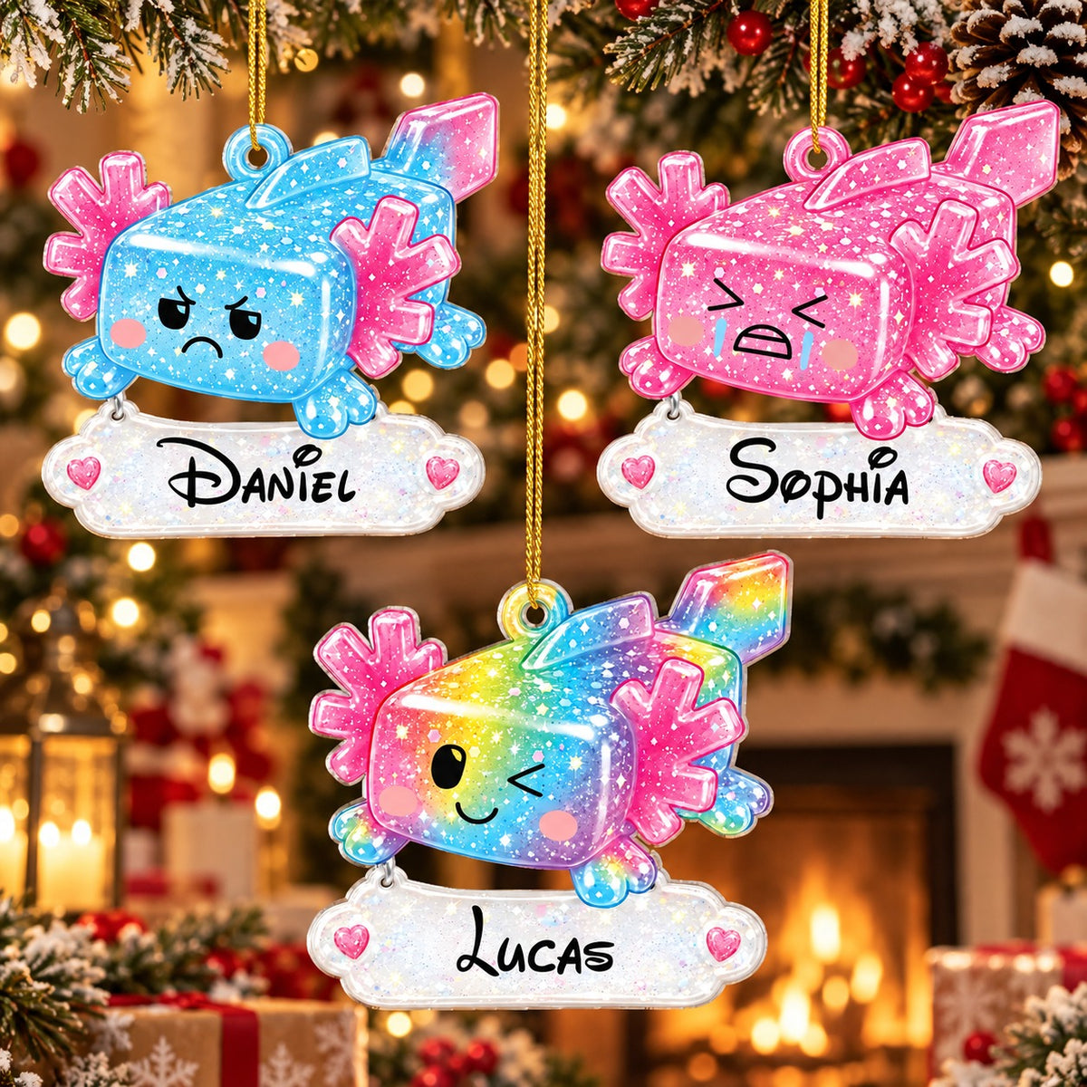 Personalized Cute Axolotl Christmas Ornament, Christmas Gift