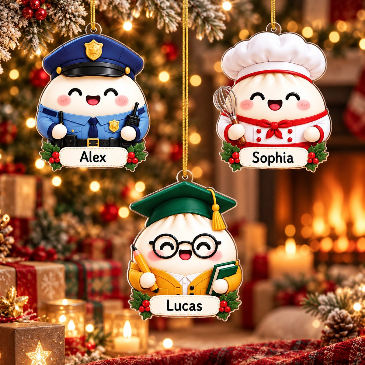 Personalized Dumpling Christmas Ornament, Christmas Gift