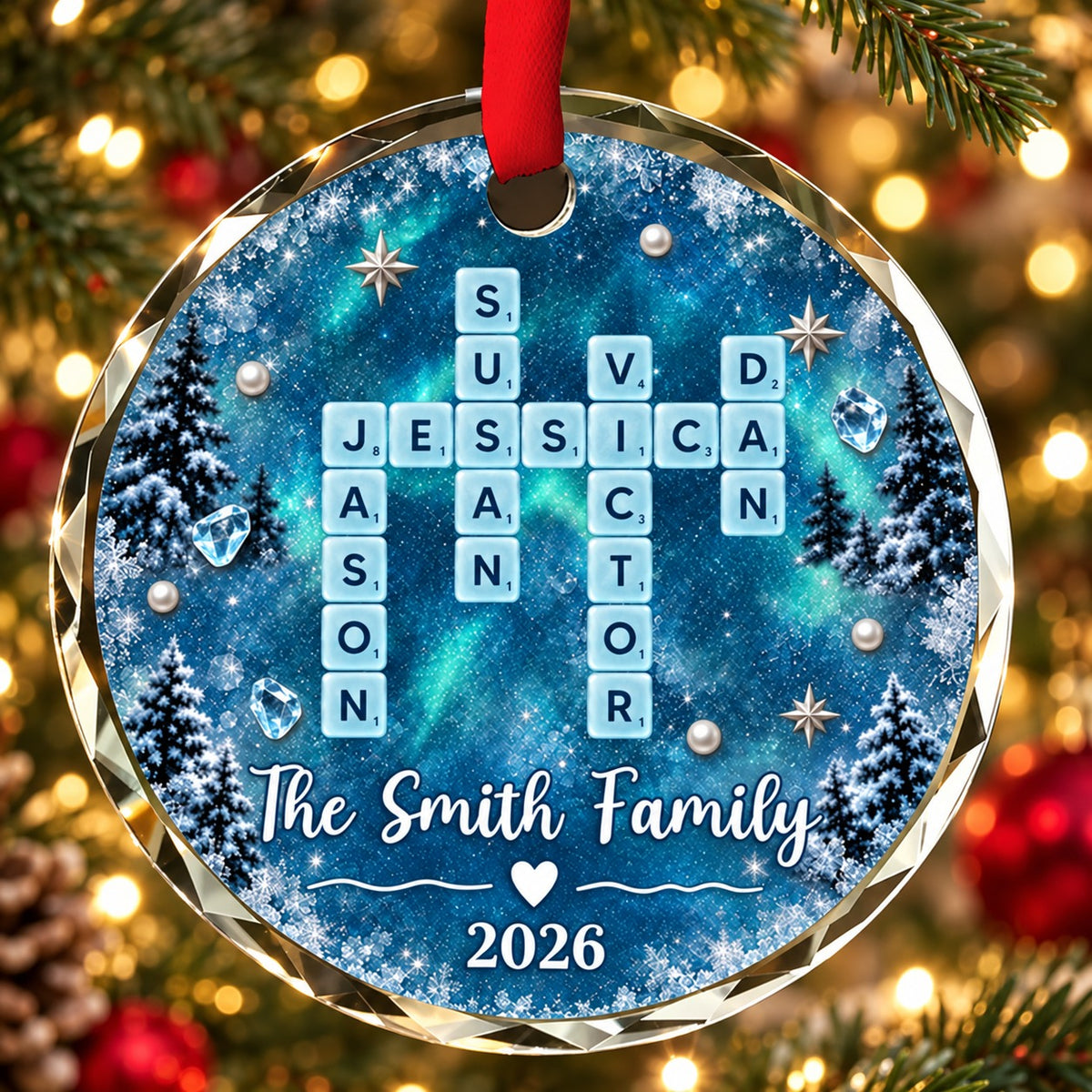 Personalized Family Scrabble Crossword Christmas Ornament