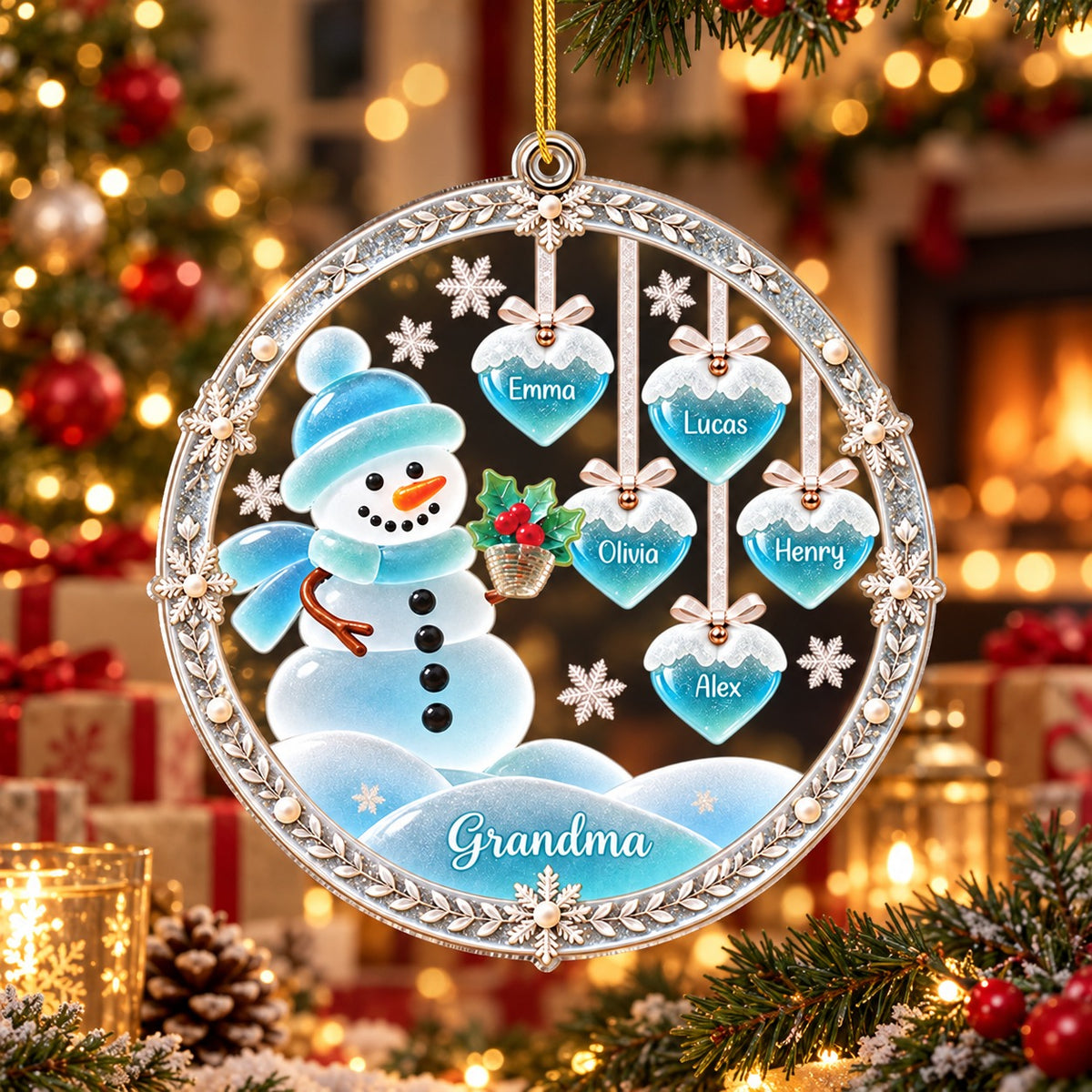 Personalized Grandma Snowman Christmas Ornament, Christmas Gift
