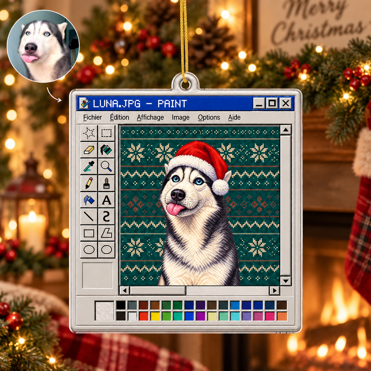 Personalized Pet Photo Christmas Ornament, Dog Ornament