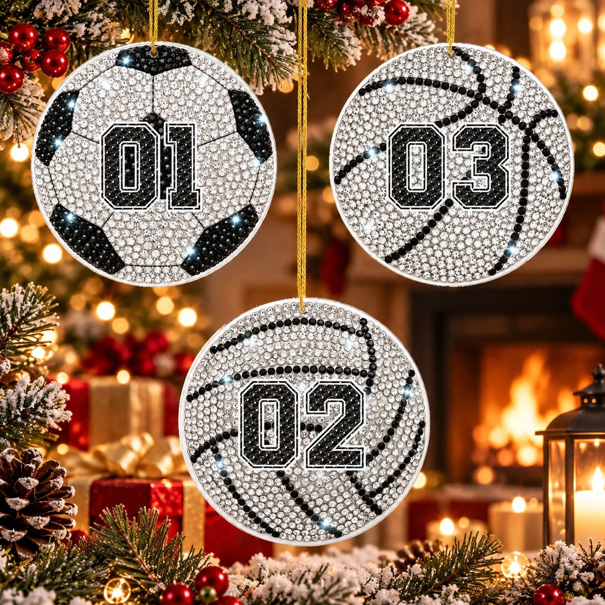 Personalized Sports Ball Christmas Ornament with Jersey Number