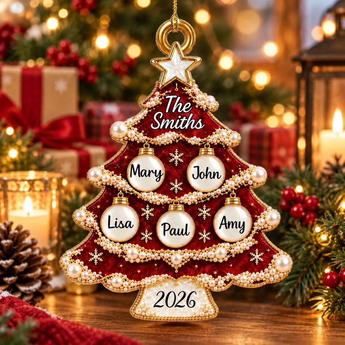 Personalized Family Christmas Tree Ornament, Christmas Gift