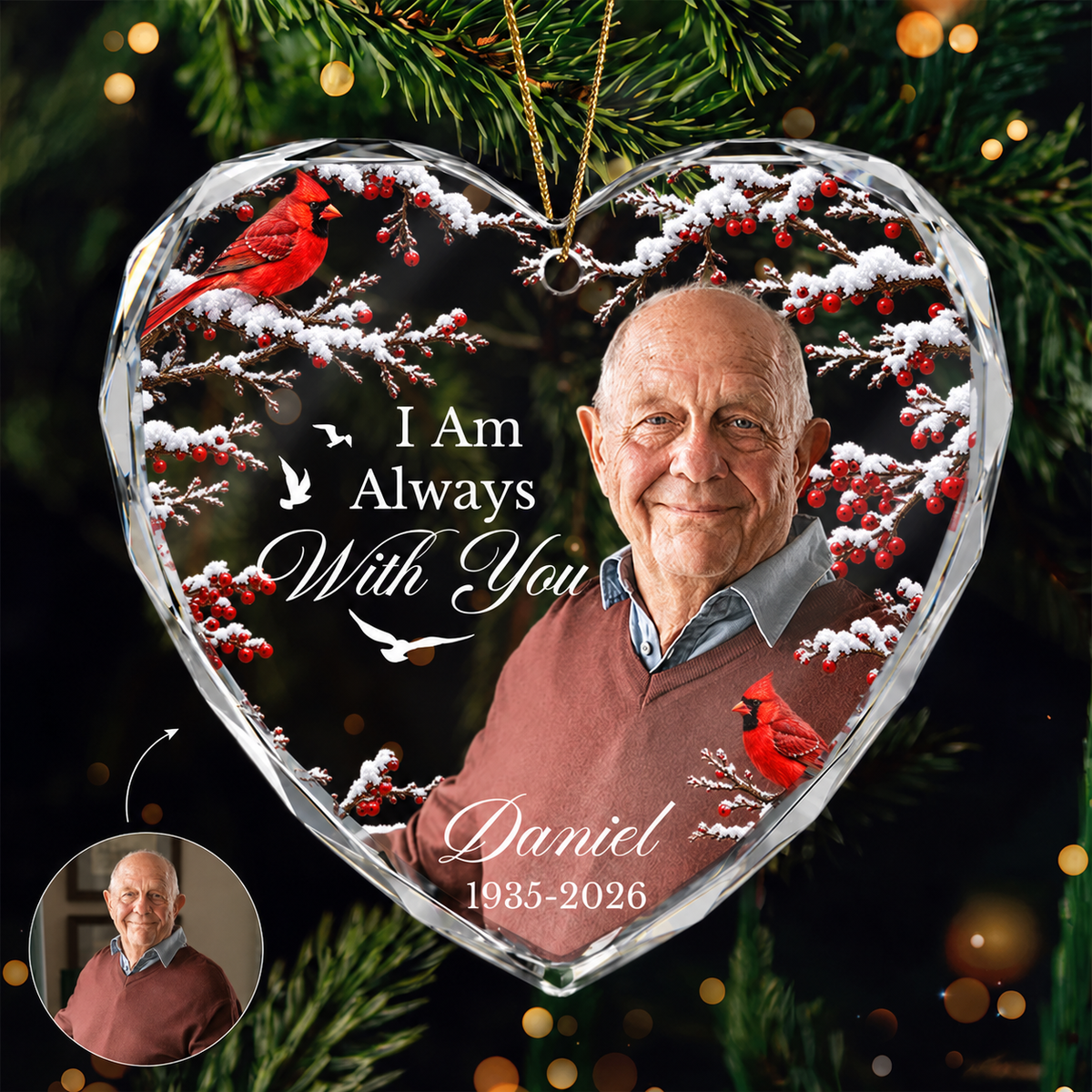 Personalized Memorial Glass Ornament with Photo, Ceramic Ornament