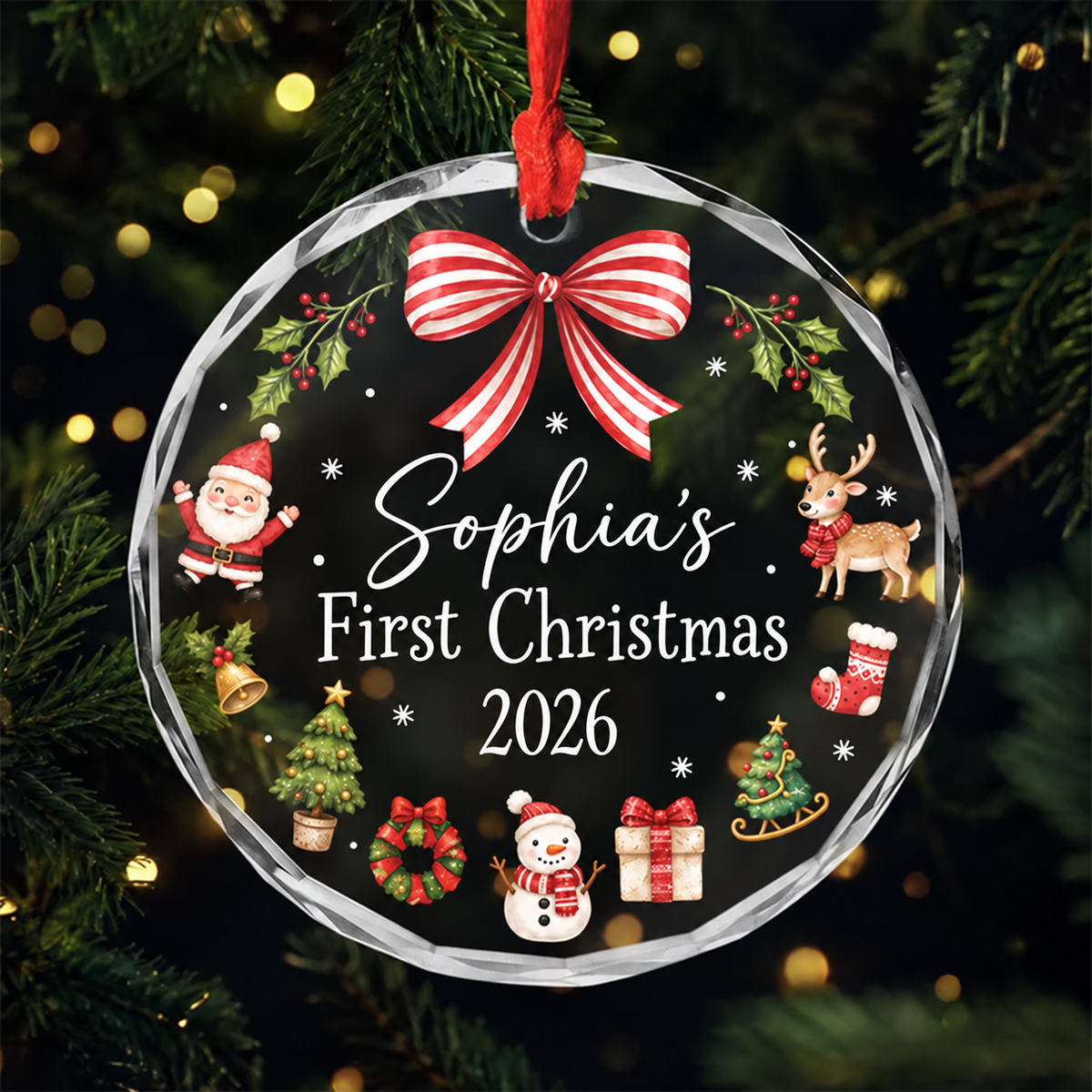 Personalized Baby First Christmas Glass Ornament