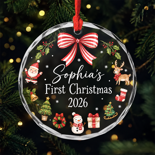 Personalized Baby First Christmas Glass Ornament