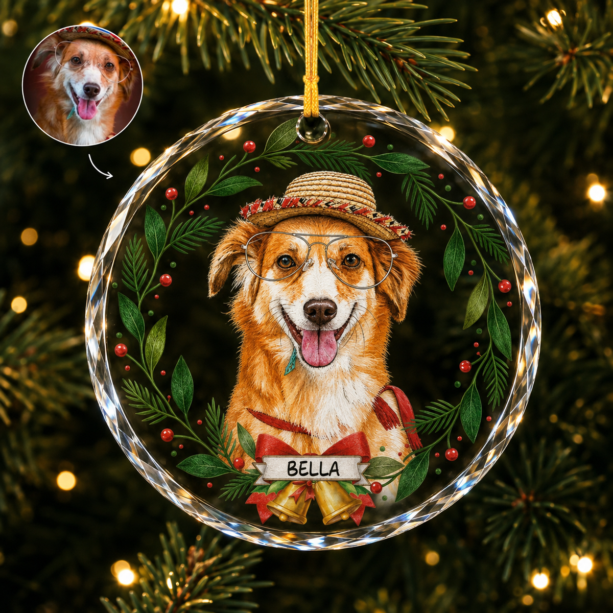 Personalized Pet Photo Christmas Ornament – Dog or Cat product image 2 of 8