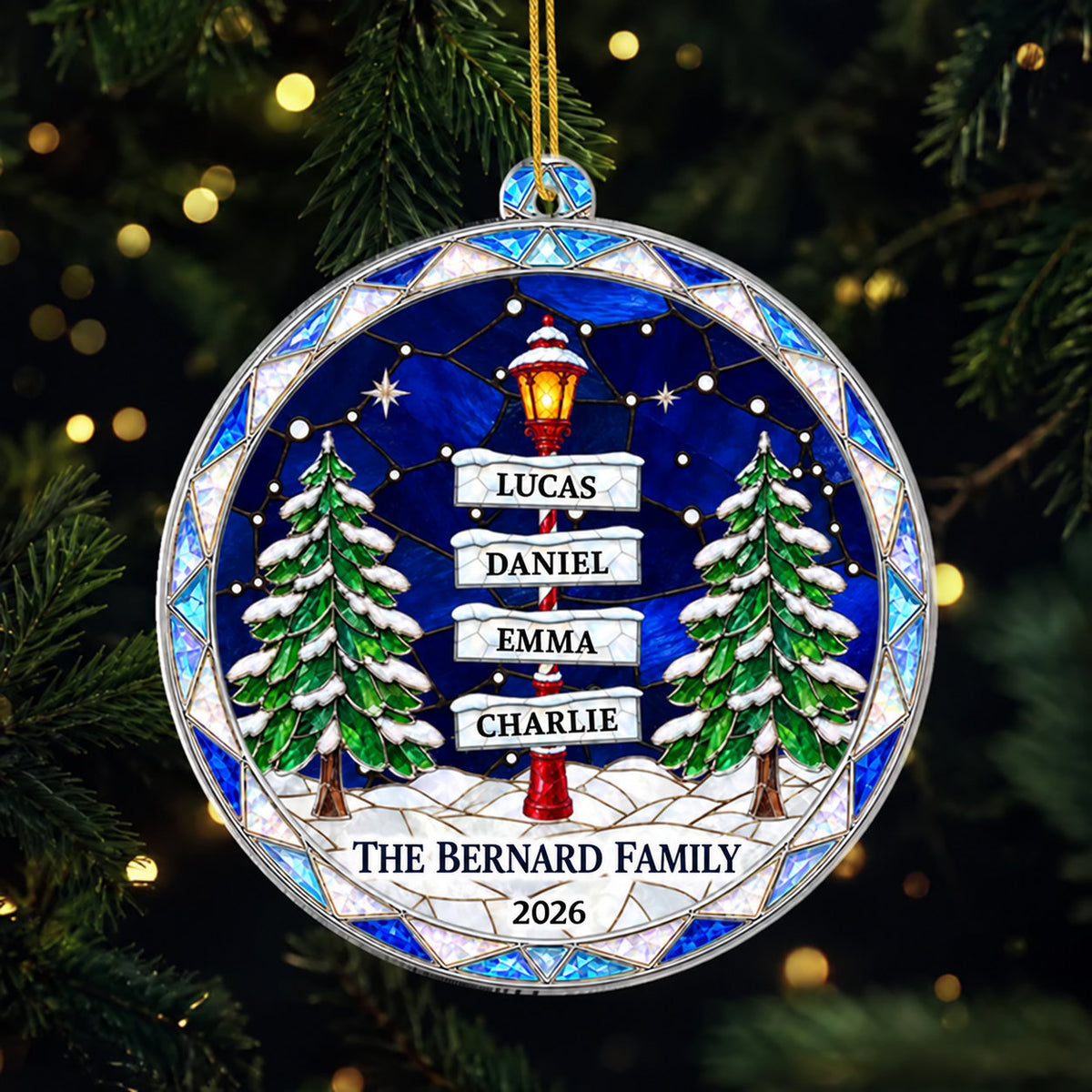Personalized Family Signpost Christmas Ornament