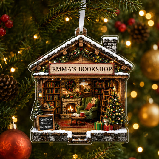 Personalized Bookshop Christmas Acrylic Ornament