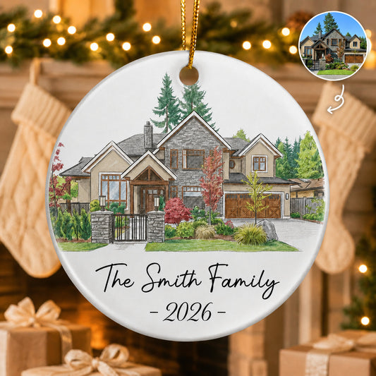 Personalized House Portrait Christmas Ornament