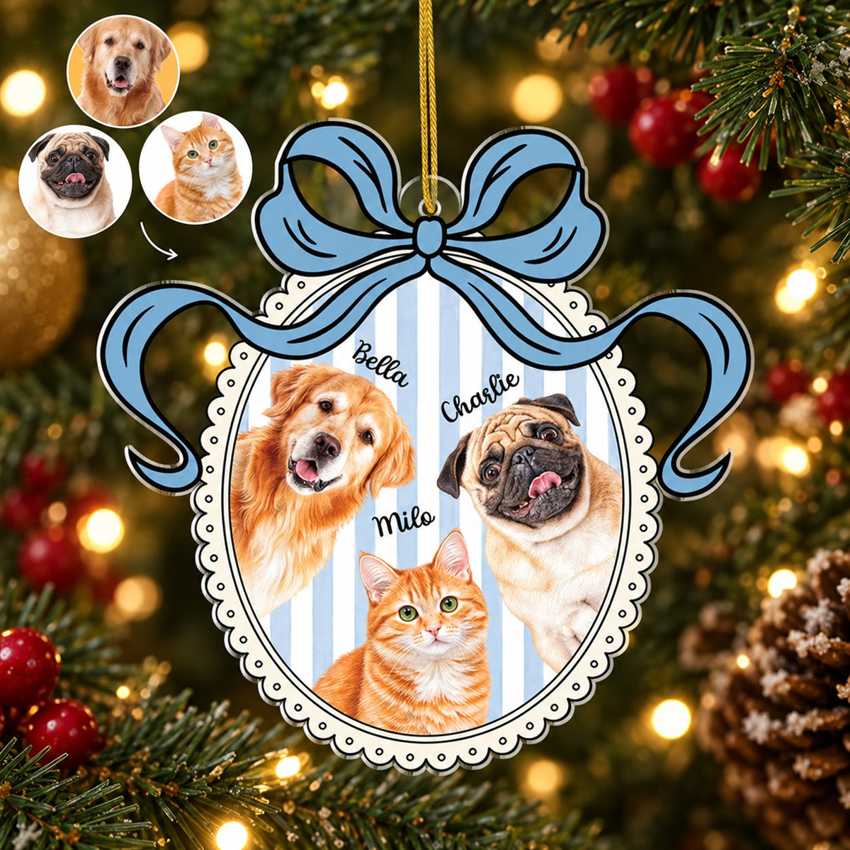 Personalized Pet Photo Christmas Ornament