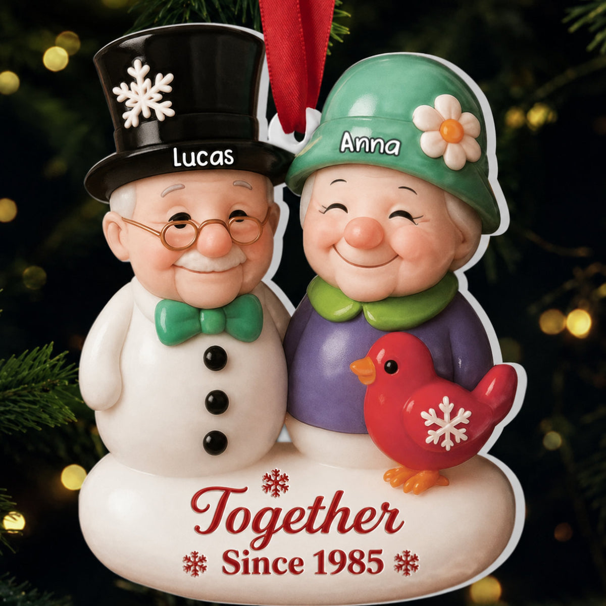 Personalized Couple Snowman Christmas Ornament