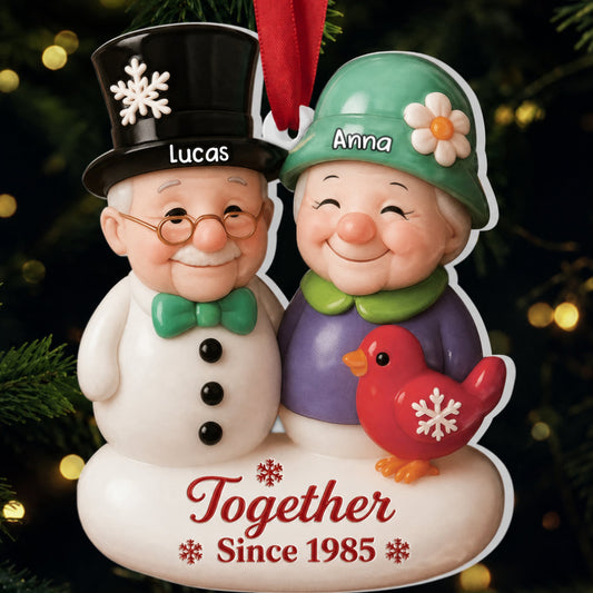 Personalized Couple Snowman Christmas Ornament