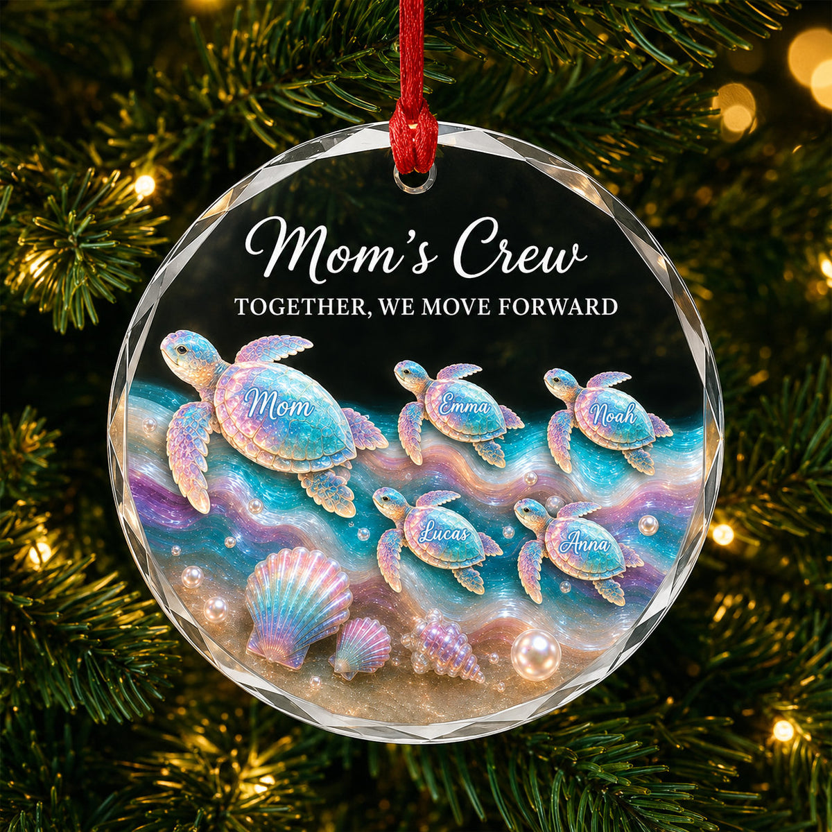 Personalized Mom Turtle Family Ornament design example