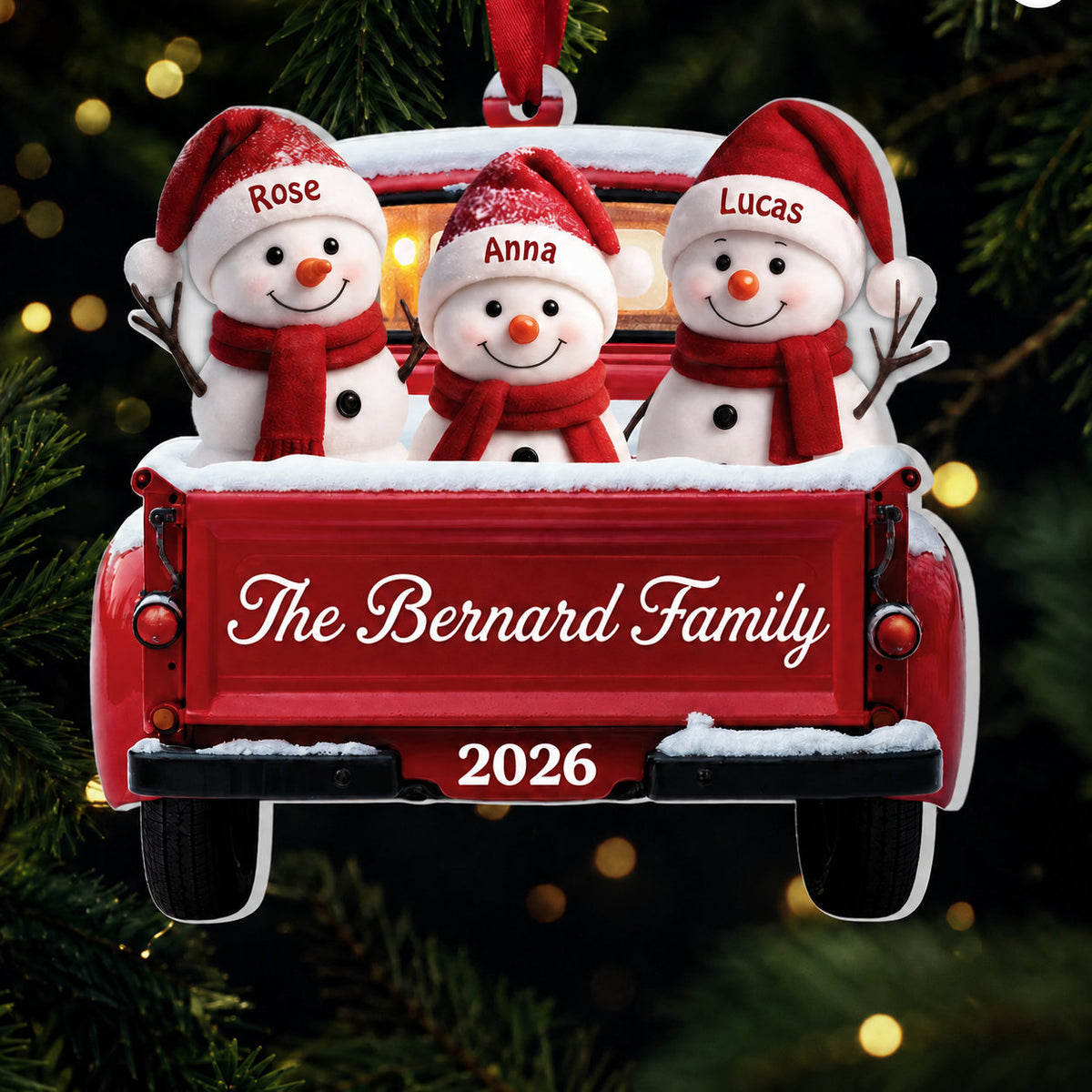 Personalized Snowman Family Christmas Ornament