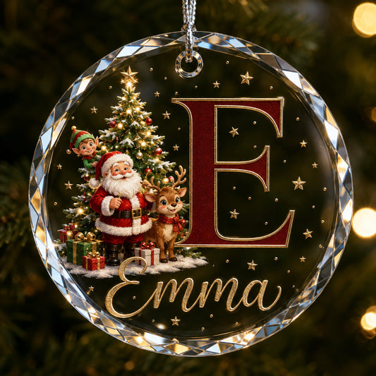 Personalized Santa Initial Name Christmas Ornament