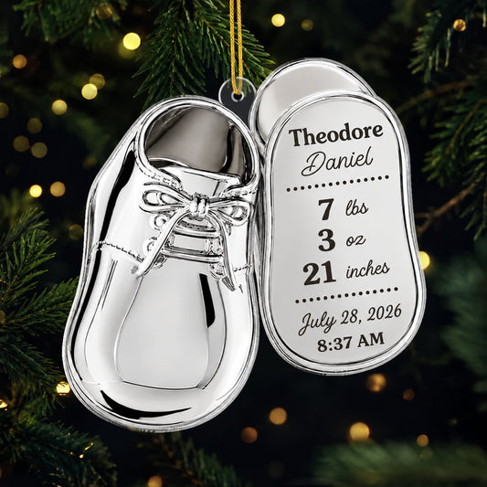 Personalized Baby Birth Shoe Christmas Ornament