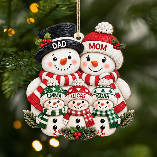 Personalized Snowman Family Christmas Ornament