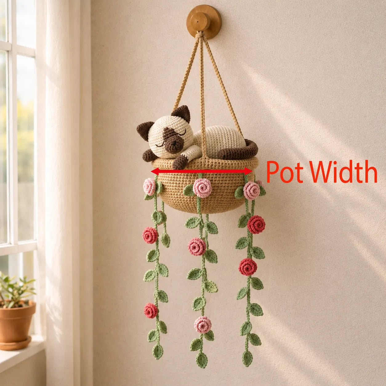 Velvet Rose Daydream - Handmade Crochet Siamese Cat Basket